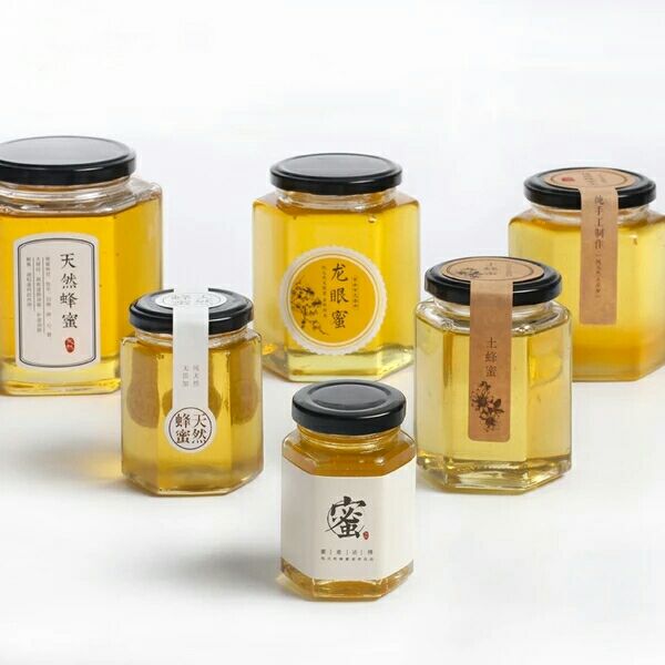 Hexagon Glass Honey Jar