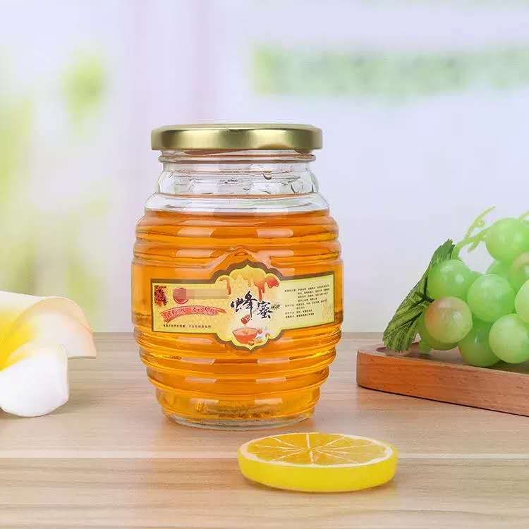 Honeycomb Glass Honey Jar