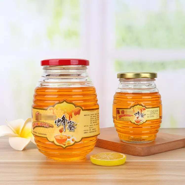 Honeycomb Glass Honey Jar