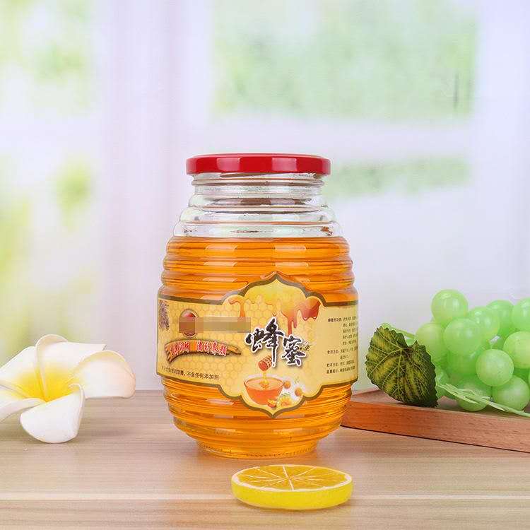 Honeycomb Glass Honey Jar