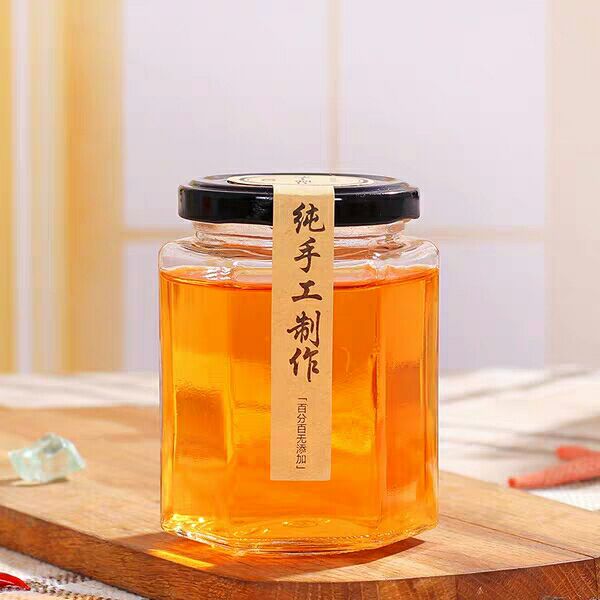 Hexagon Glass Honey Jar