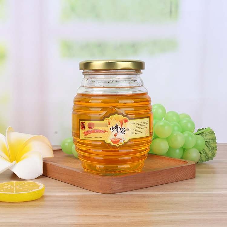 Honeycomb Glass Honey Jar