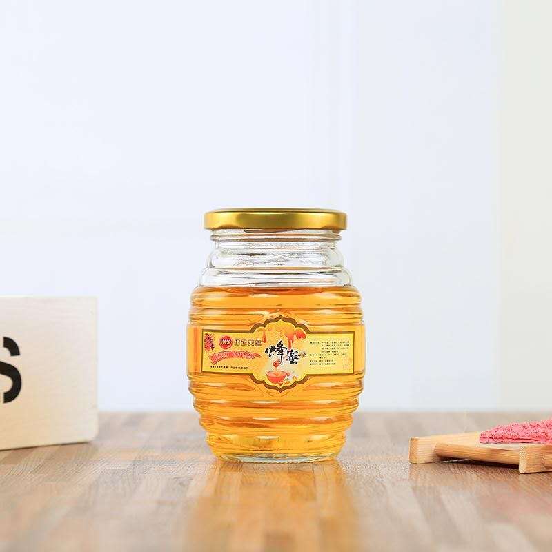 Honeycomb Glass Honey Jar