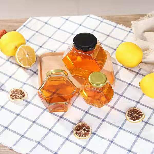 Hexagon Honey Jar with Metal Lid