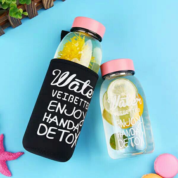 Glass Water Bottle with Sleeve