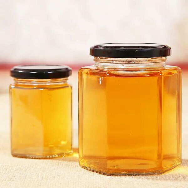 Hexagon Glass Honey Jar