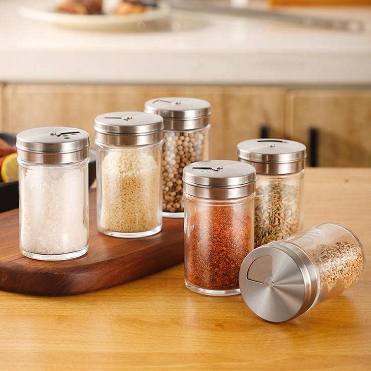 Cylinderical Glass Spice Jar