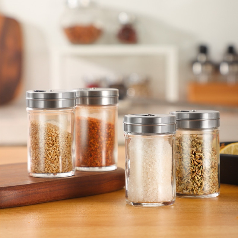 Cylinderical Glass Spice Jar