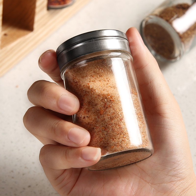 Cylinderical Glass Spice Jar