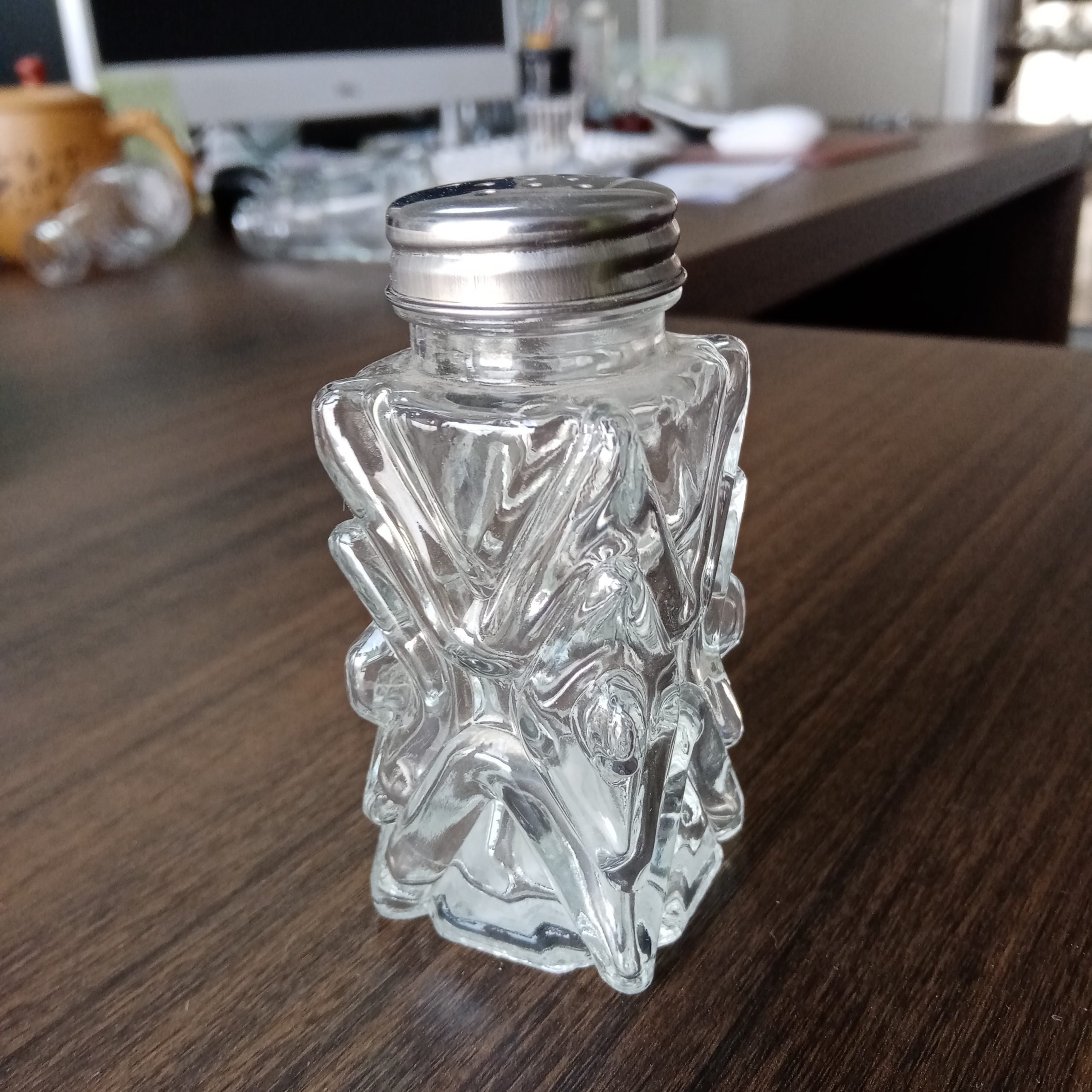 Embossed  Glass Spice Jar