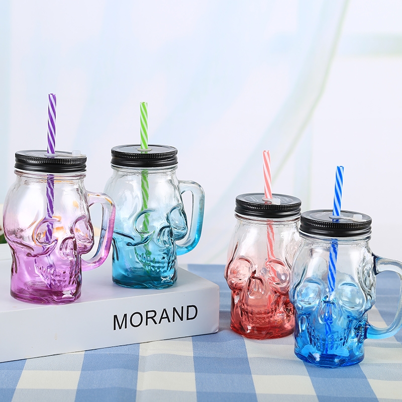 Factory Produced Hot Sale Skull Glass Mason Jar