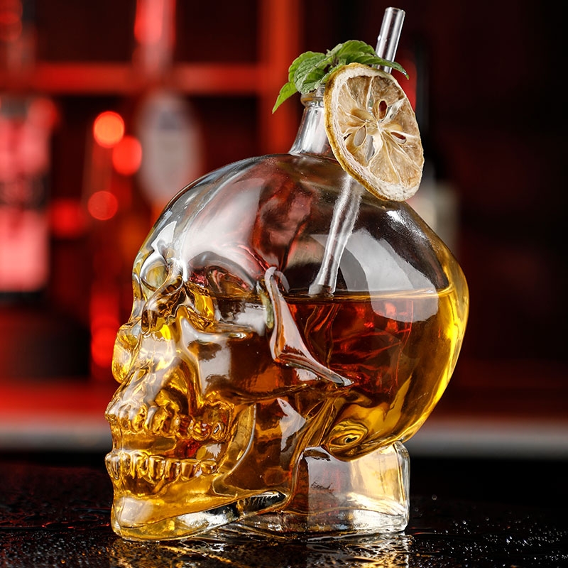 Advance Technology Skull Shape Glass Liquor Bottle