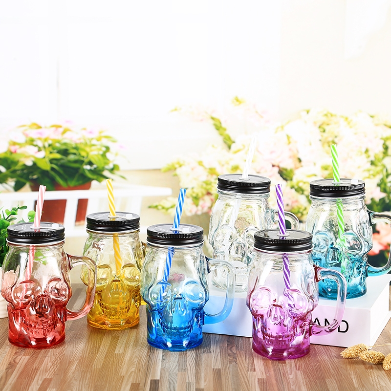 Factory Produced Hot Sale Skull Glass Mason Jar