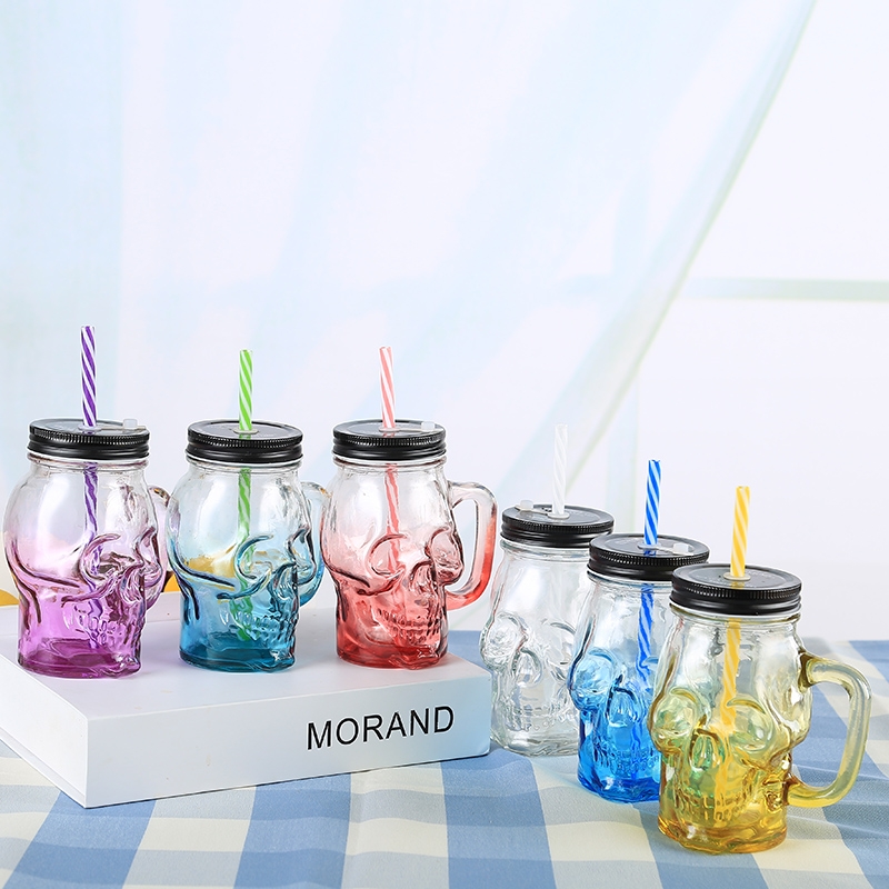 Factory Produced Hot Sale Skull Glass Mason Jar