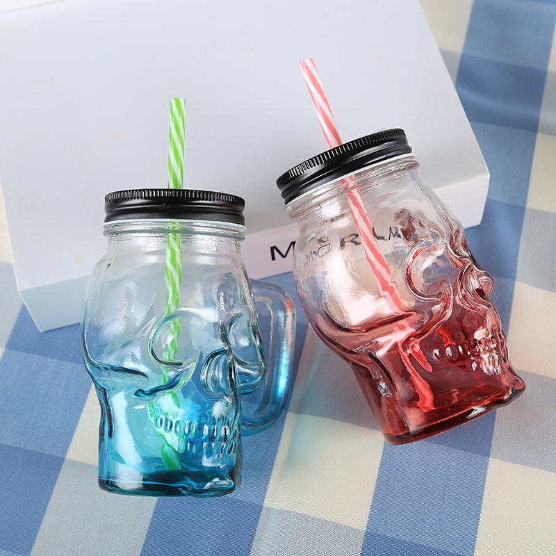 Factory Produced Hot Sale Skull Glass Mason Jar